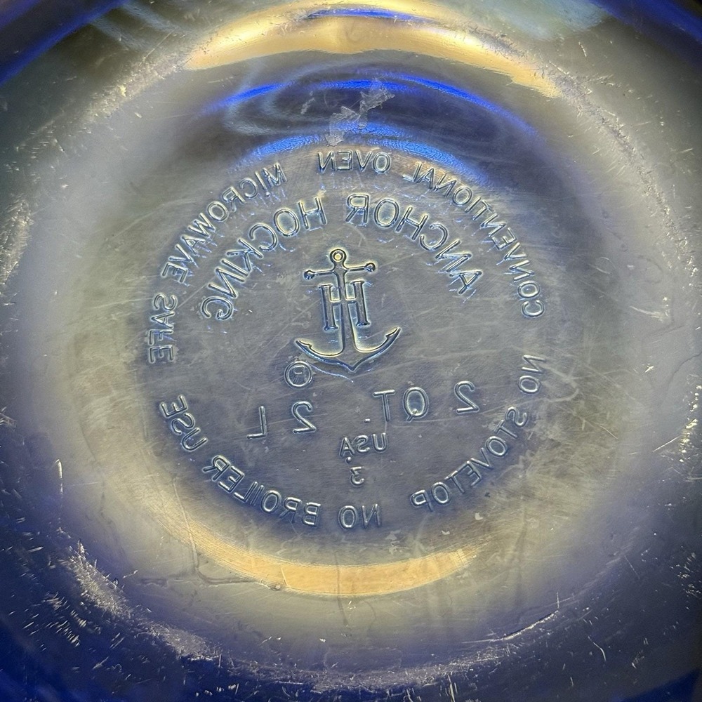 Anchor Hocking Cobalt Blue Round Covered Lidded Casserole Dish 9" 2 Qt Vintage - Picture 4 of 12